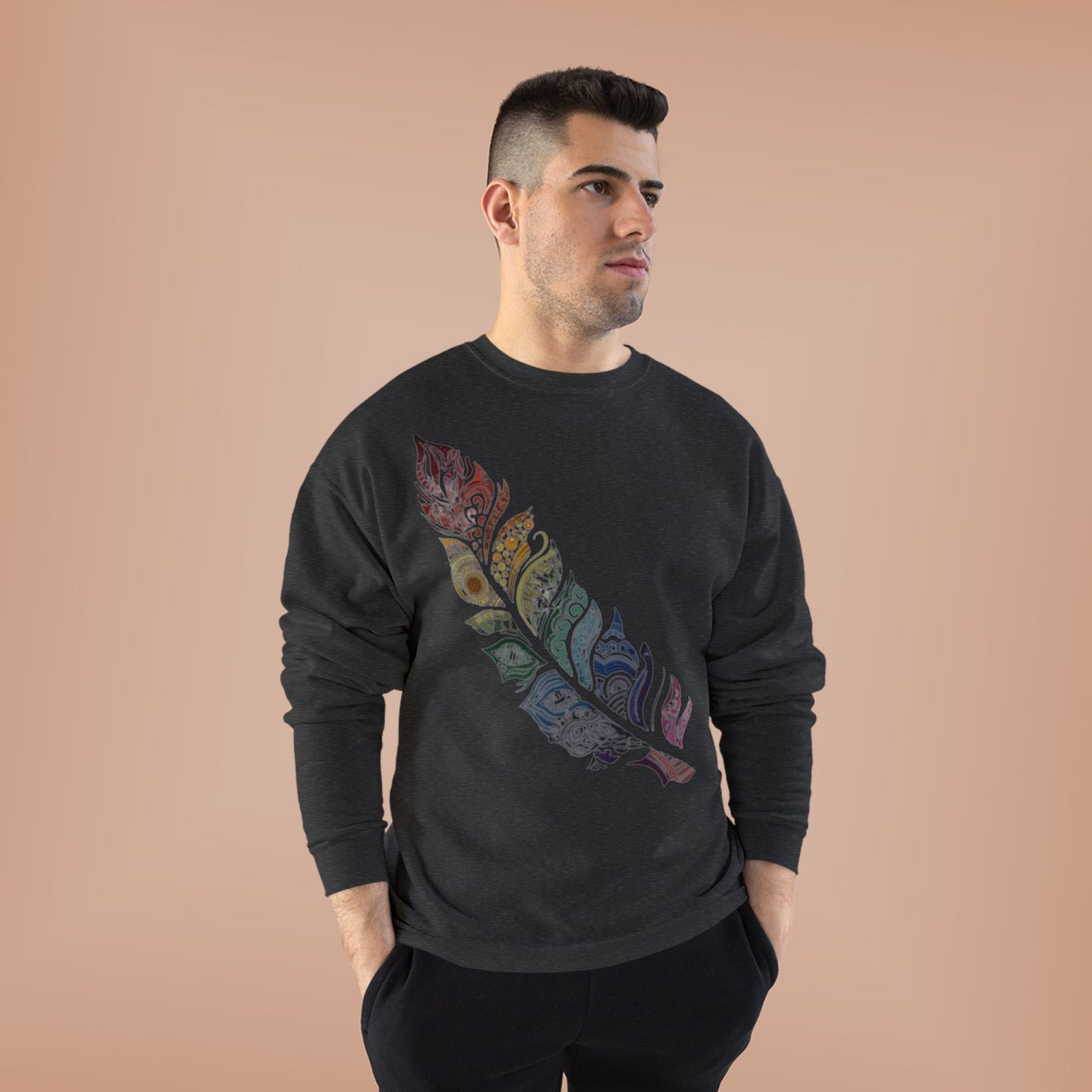 "RAINBOW SPIRIT FEATHER / UNISEX SWEATSHIRT"