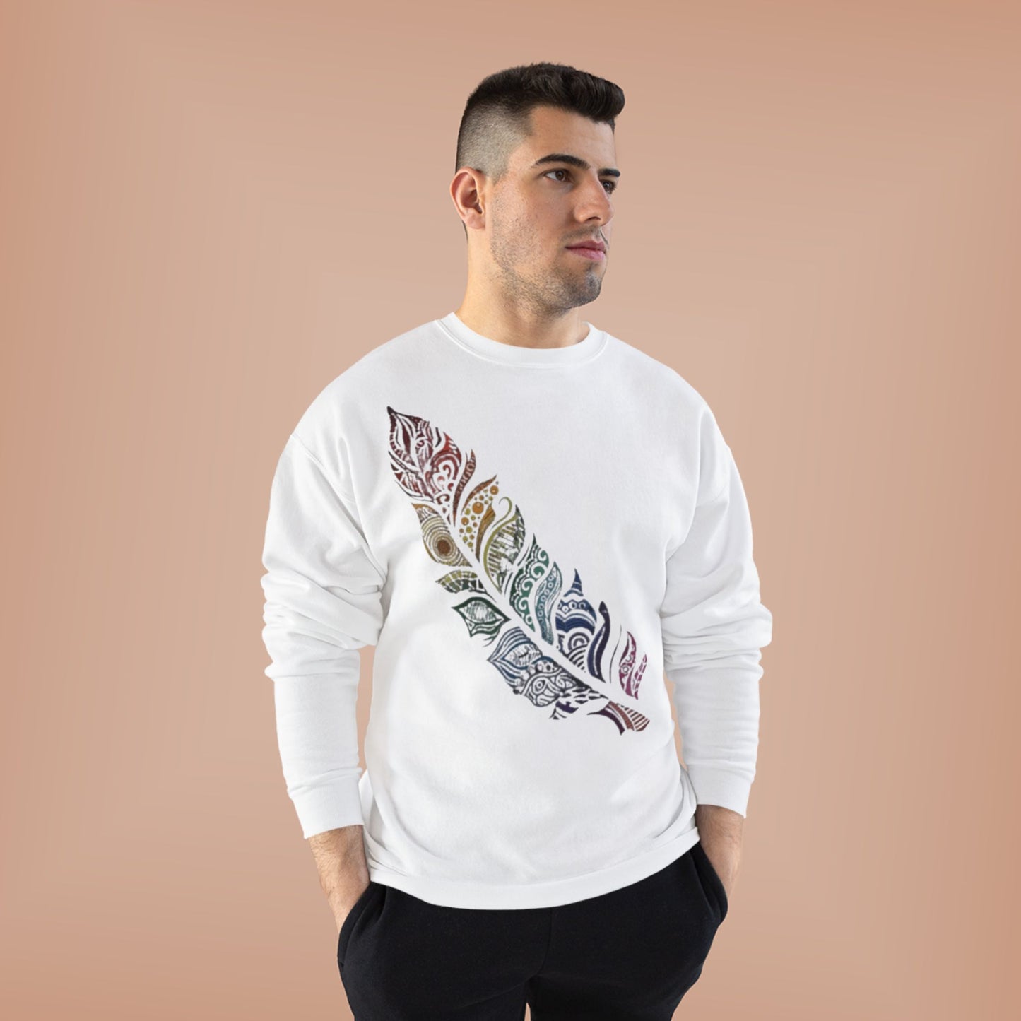 "RAINBOW SPIRIT FEATHER / UNISEX SWEATSHIRT"