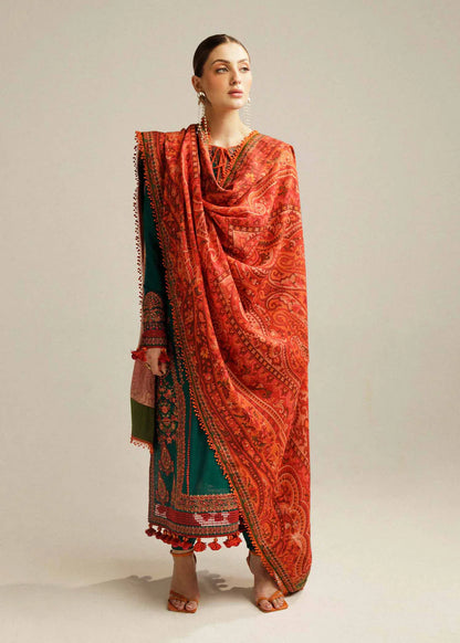 HUSSAIN REHAR | DHANAK 3 PIECE EMBROIDED UNSTITCHED WINTER SUIT