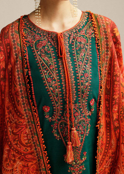 HUSSAIN REHAR | DHANAK 3 PIECE EMBROIDED UNSTITCHED WINTER SUIT