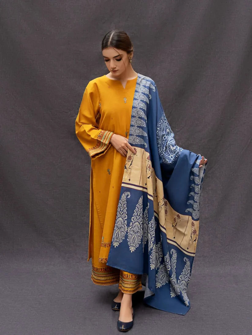 URGE | DHANAK 3 PIECE EMBROIDED UNSTITCHED WINTER SUIT