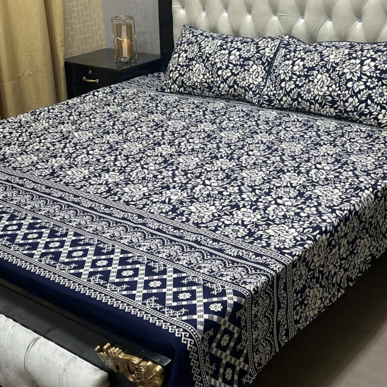 PREMIUM 3D CRYSTAL COTTON DOUBLE BEDSHEET