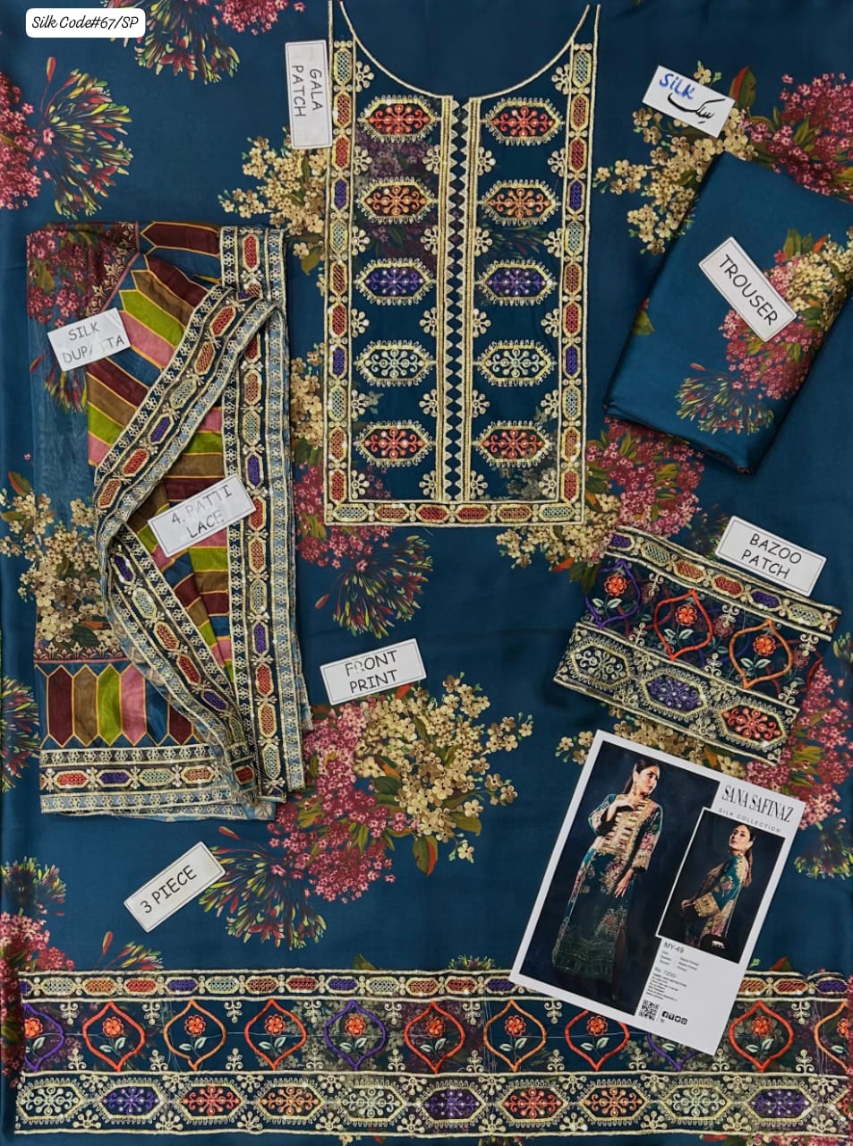 SANA SAFINAZ LUXURY SILK DRESS | 3PEC UNSTICHED.