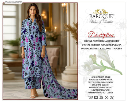 PREMIUM BAROQUE KHADDAR 3PC SUIT