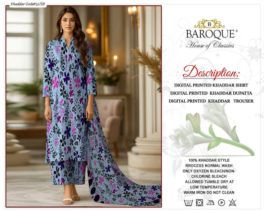 PREMIUM BAROQUE KHADDAR 3PC SUIT