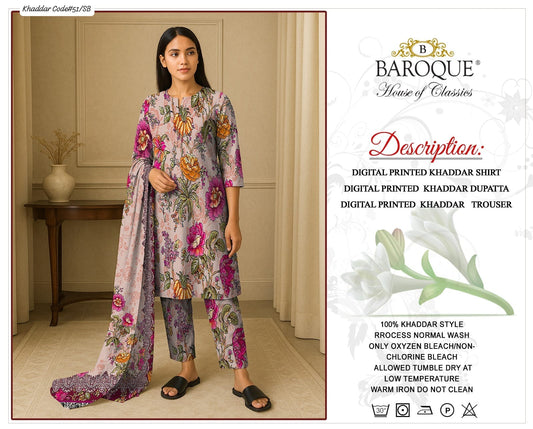 PREMIUM BAROQUE KHADDAR 3PC SUIT
