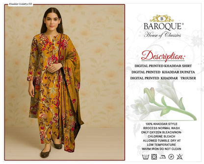 PREMIUM BAROQUE KHADDAR 3PC SUIT