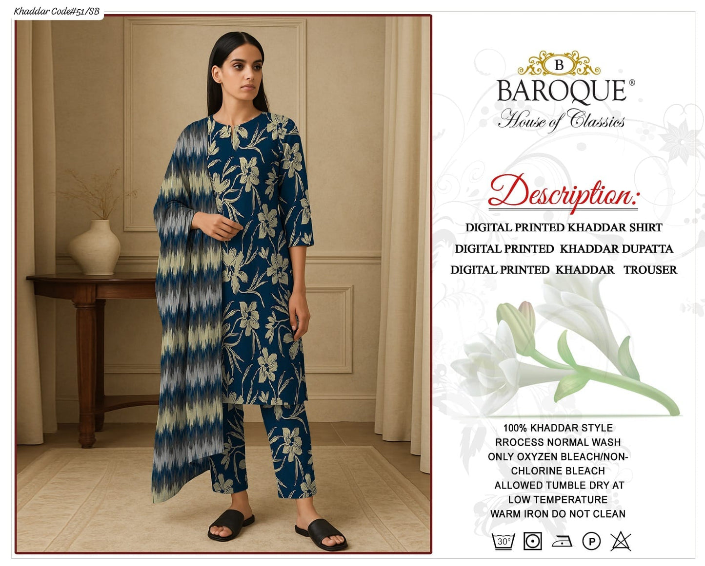 PREMIUM BAROQUE KHADDAR 3PC SUIT