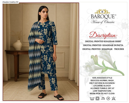 PREMIUM BAROQUE KHADDAR 3PC SUIT