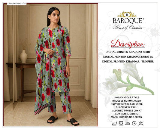 PREMIUM BAROQUE KHADDAR 3PC SUIT