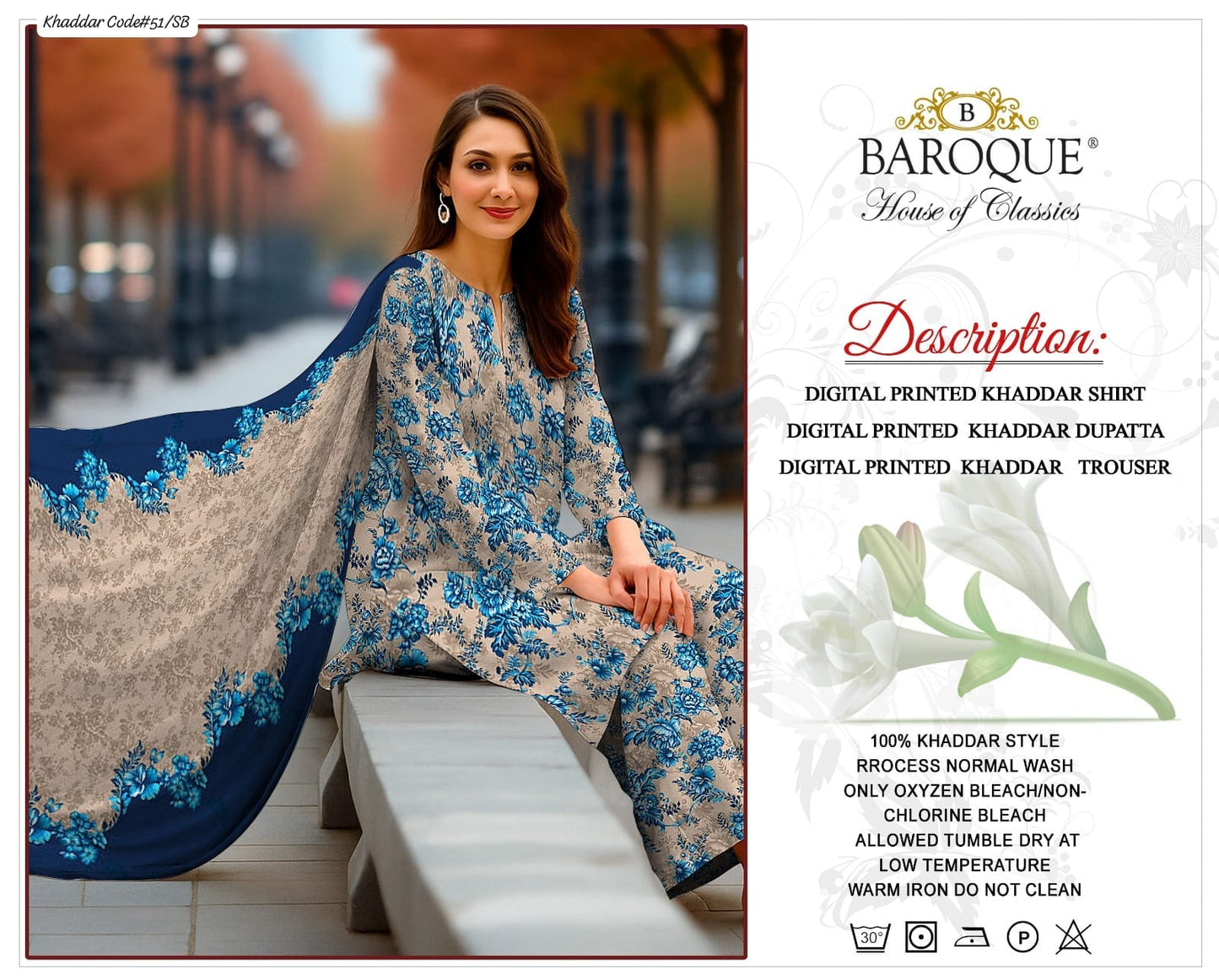 PREMIUM BAROQUE KHADDAR 3PC SUIT