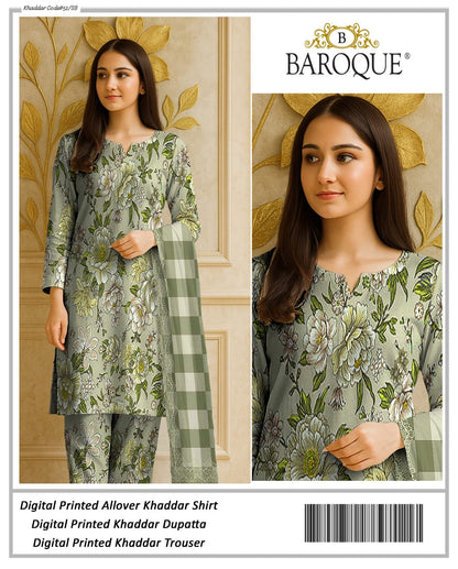 PREMIUM BAROQUE KHADDAR 3PC SUIT