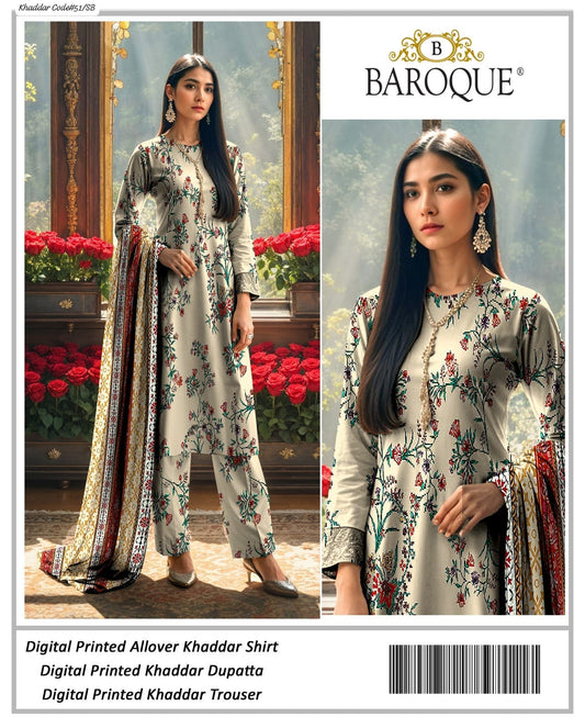 PREMIUM BAROQUE KHADDAR 3PC SUIT