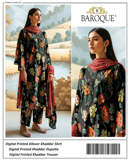 PREMIUM BAROQUE KHADDAR 3PC SUIT