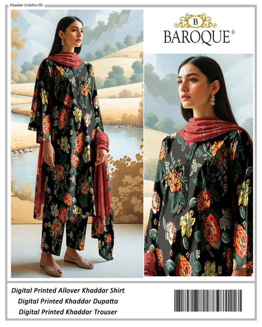 PREMIUM BAROQUE KHADDAR 3PC SUIT