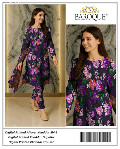 PREMIUM BAROQUE KHADDAR 3PC SUIT