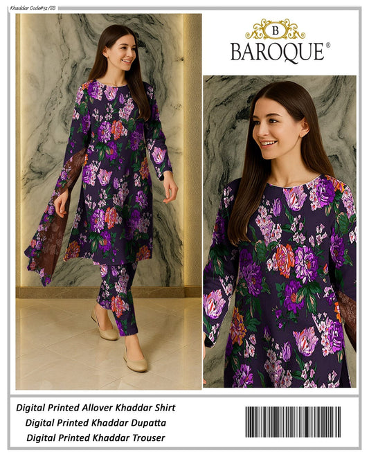 PREMIUM BAROQUE KHADDAR 3PC SUIT