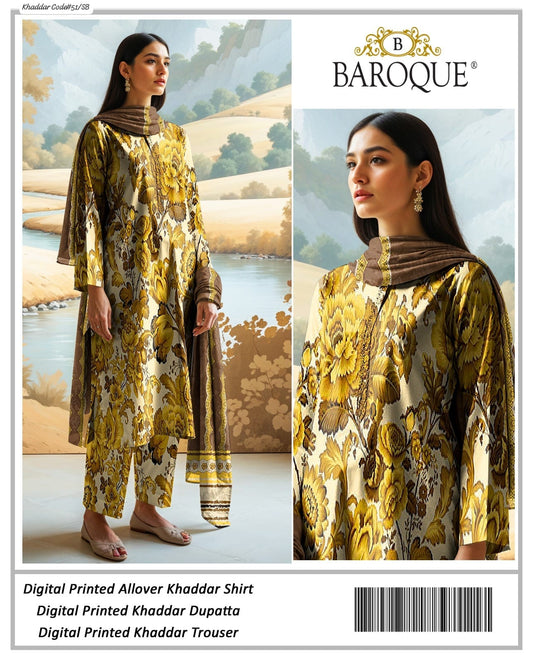PREMIUM BAROQUE KHADDAR 3PC SUIT