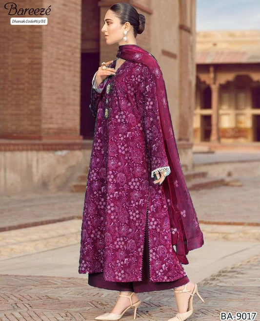 BAREEZE EXCLUSIVE EMBROIDERED DHANAK UNSTITCHED 3PC SUIT
