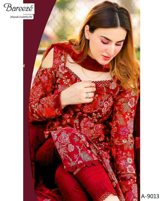 BAREEZE EXCLUSIVE EMBROIDERED DHANAK UNSTITCHED 3PC SUIT