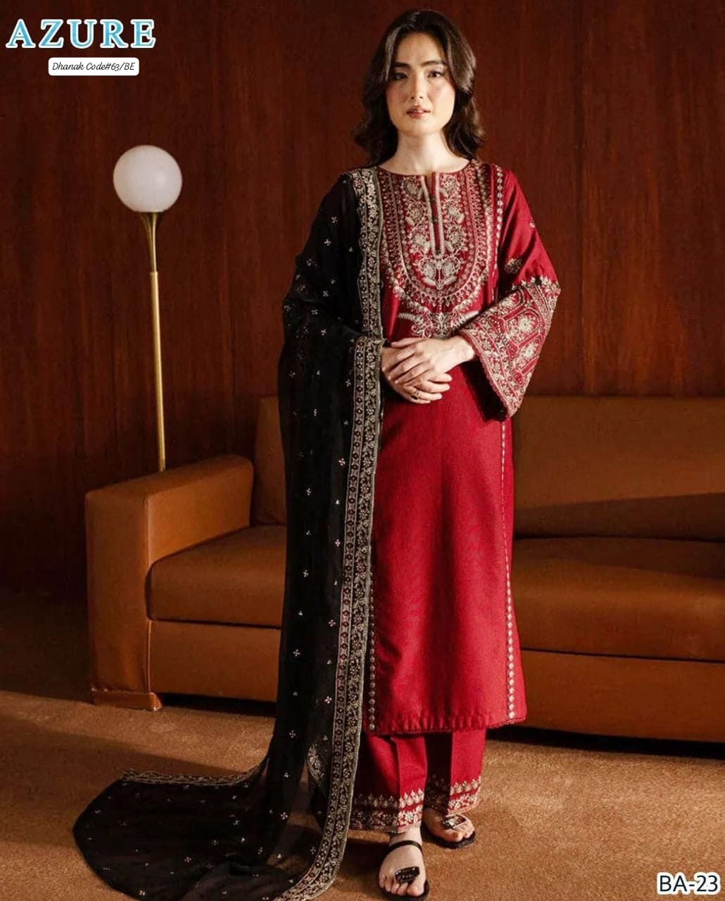 AZURE EXCLUSIVE EMBROIDERED DHANAK UNSTITCHED 3PC SUIT