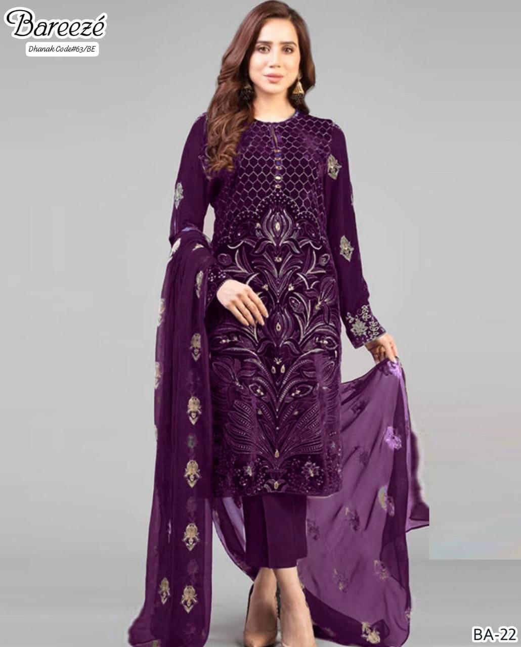 BAREEZE EXCLUSIVE EMBROIDERED DHANAK UNSTITCHED 3PC SUIT