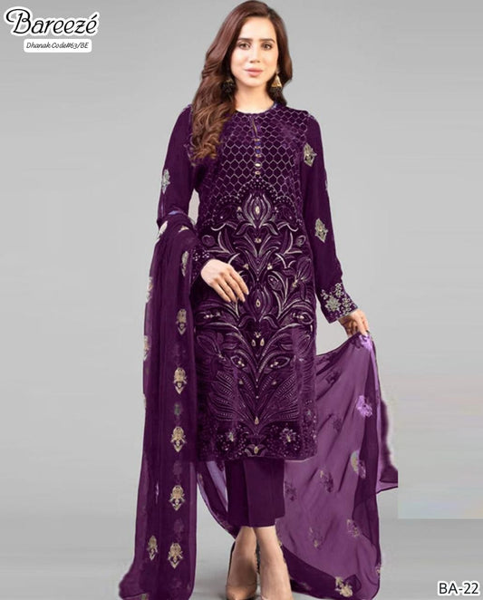 BAREEZE EXCLUSIVE EMBROIDERED DHANAK UNSTITCHED 3PC SUIT