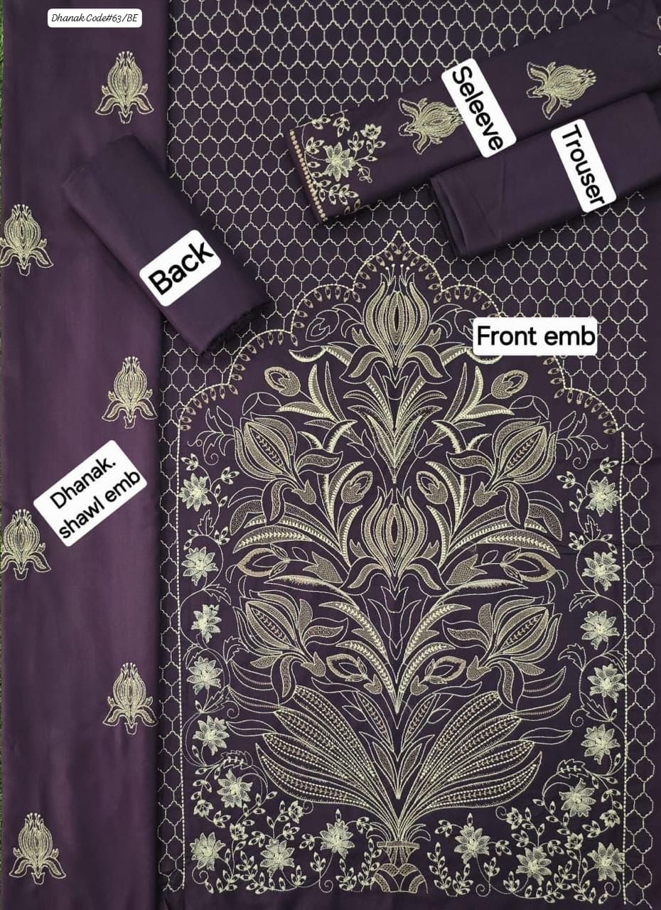 BAREEZE EXCLUSIVE EMBROIDERED DHANAK UNSTITCHED 3PC SUIT