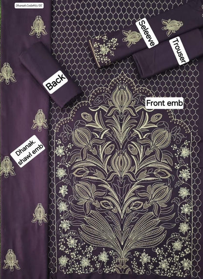 BAREEZE EXCLUSIVE EMBROIDERED DHANAK UNSTITCHED 3PC SUIT