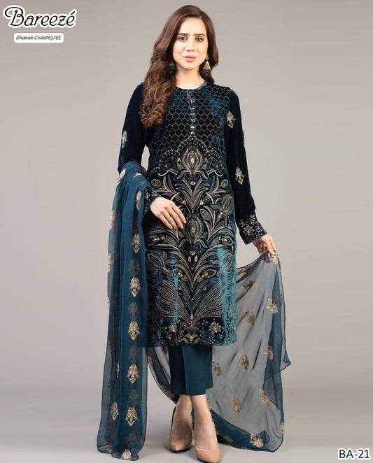 BAREEZE EXCLUSIVE EMBROIDERED DHANAK UNSTITCHED 3PC SUIT