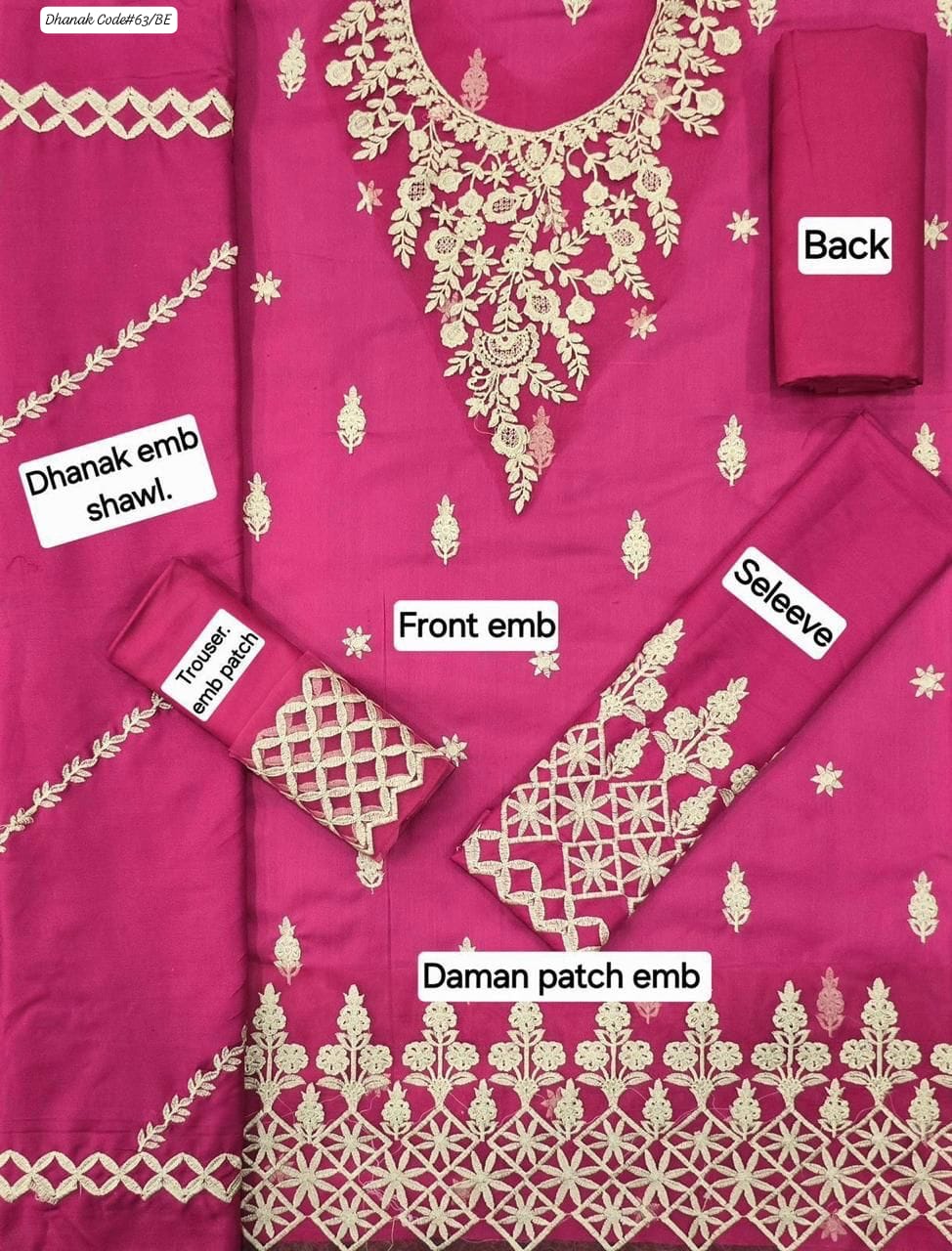 SUNNiA MANAHiL EXCLUSIVE EMBROIDERED DHANAK UNSTITCHED 3PC SUIT