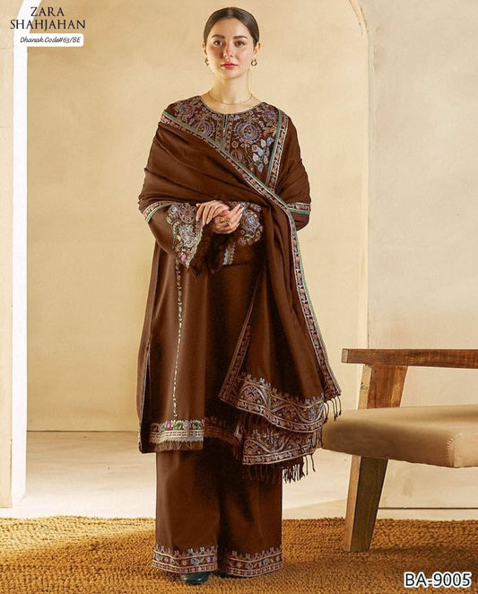 ZARA SHAHJAHAN EXCLUSIVE EMBROIDERED DHANAK UNSTITCHED 3PC SUIT