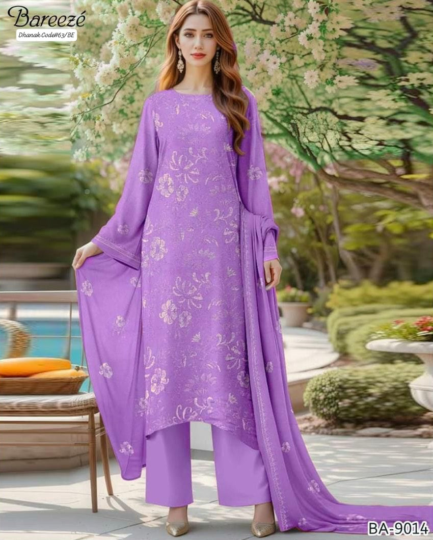 BAREEZE  EXCLUSIVE EMBROIDERED DHANAK UNSTITCHED 3PC SUIT