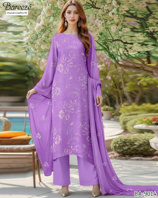 BAREEZE  EXCLUSIVE EMBROIDERED DHANAK UNSTITCHED 3PC SUIT