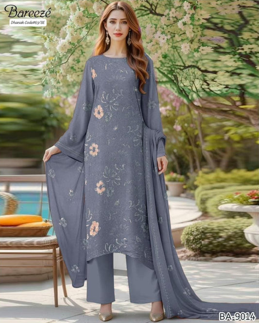 BAREEZE EXCLUSIVE EMBROIDERED DHANAK UNSTITCHED 3PC SUIT