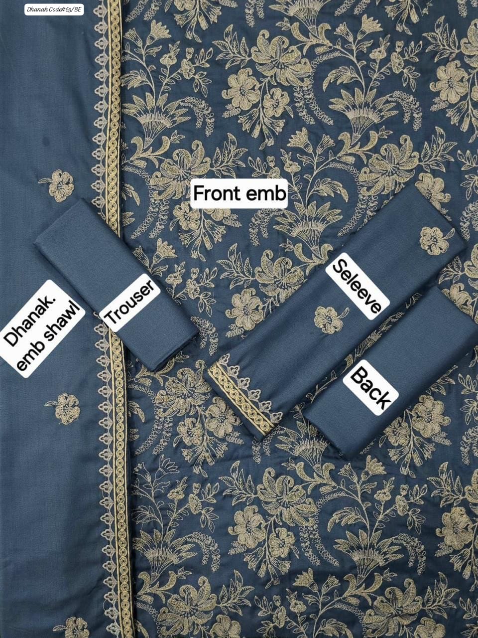 BAREEZE EXCLUSIVE EMBROIDERED DHANAK UNSTITCHED 3PC SUIT