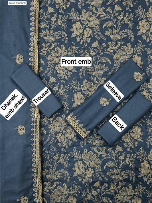 BAREEZE EXCLUSIVE EMBROIDERED DHANAK UNSTITCHED 3PC SUIT