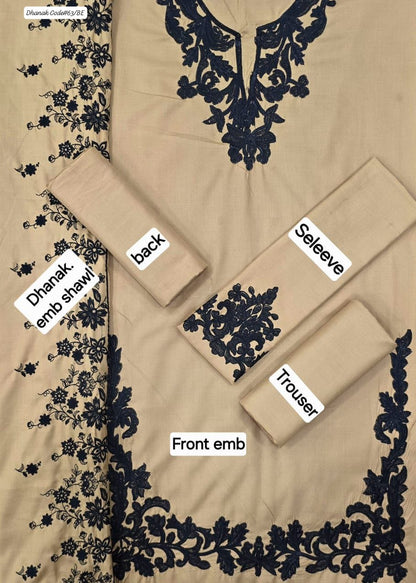 SAPPHIRE EXCLUSIVE EMBROIDERED DHANAK UNSTITCHED 3PC SUIT