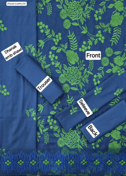 SAPPHIRE EXCLUSIVE EMBROIDERED DHANAK UNSTITCHED 3PC SUIT