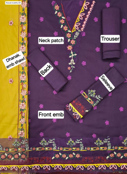 LIMELIGHT EXCLUSIVE EMBROIDERED DHANAK UNSTITCHED 3PC SUIT