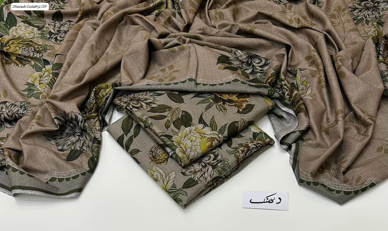 DHANAK | 3 PIECE DIGITAL PRINT UNSTITCHED WINTER SUIT