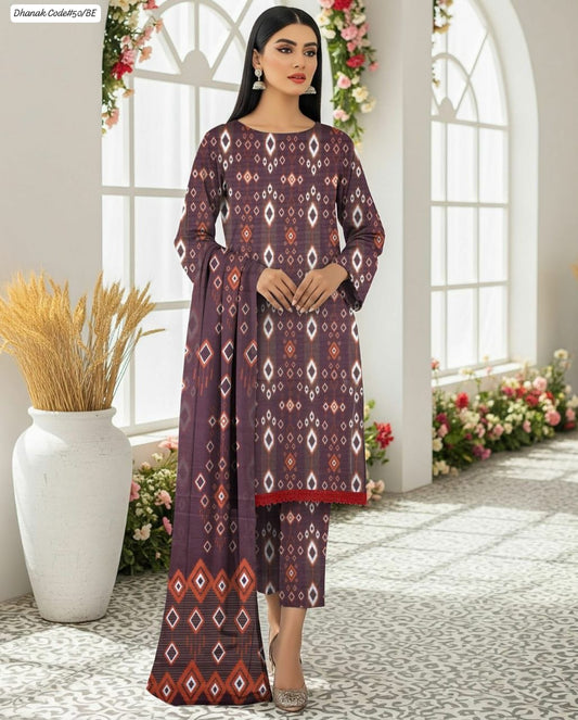 DHANAK | 3 PIECE DIGITAL PRINT UNSTITCHED WINTER SUIT