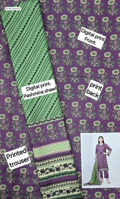 DHANAK | 3 PIECE DIGITAL PRINT UNSTITCHED WINTER SUIT