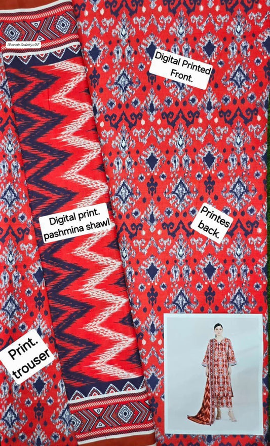 DHANAK | 3 PIECE DIGITAL PRINT UNSTITCHED WINTER SUIT