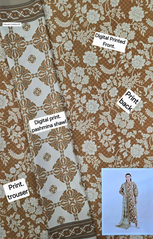 DHANAK | 3 PIECE DIGITAL PRINT UNSTITCHED WINTER SUIT