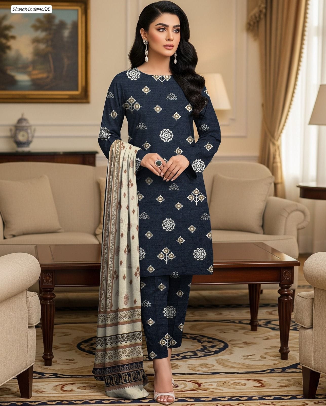 DHANAK | 3 PIECE DIGITAL PRINT UNSTITCHED WINTER SUIT