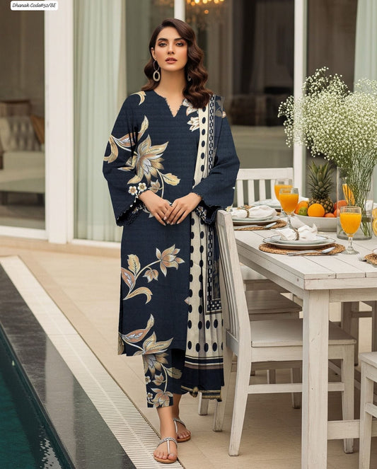 DHANAK | 3 PIECE DIGITAL PRINT UNSTITCHED WINTER SUIT