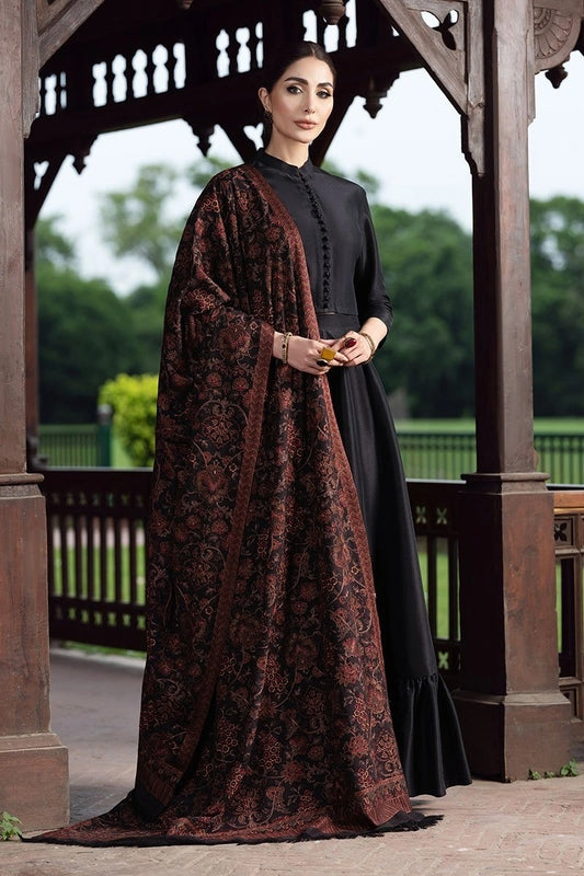 BAREEZE 3PC DHANAK SUIT WITH HEAVY EMBROIDERED SHAWL