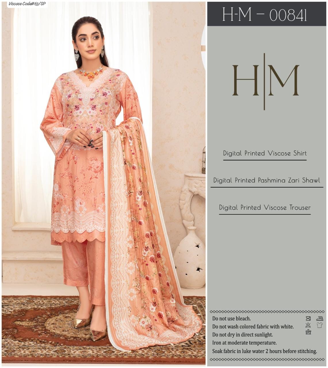 H-M- PREMIUM VISCOSE DIGITAL PRINT 3 PIECE SUIT