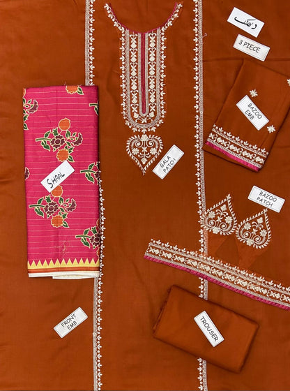 COCO PREMIUM ZARA SHAHJAHAN DHANAK 3PC EMBROIDERED SUIT